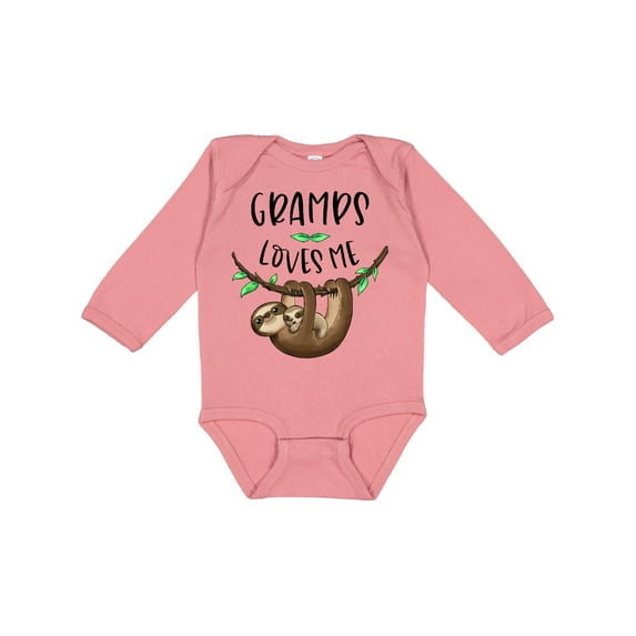Inktastic Gramps Loves Me Cute Sloth and Baby Boys or Girls Long Sleeve Baby Bodysuit