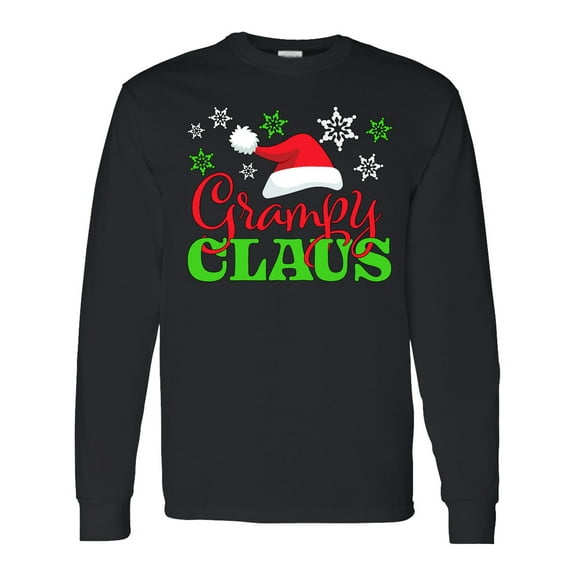 Inktastic Grampy Claus with Christmas Santa Hat and Snowflakes Long Sleeve T-Shirt