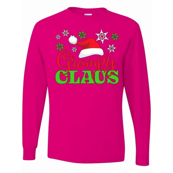 Inktastic Grampy Claus with Christmas Santa Hat and Snowflakes Long Sleeve T-Shirt