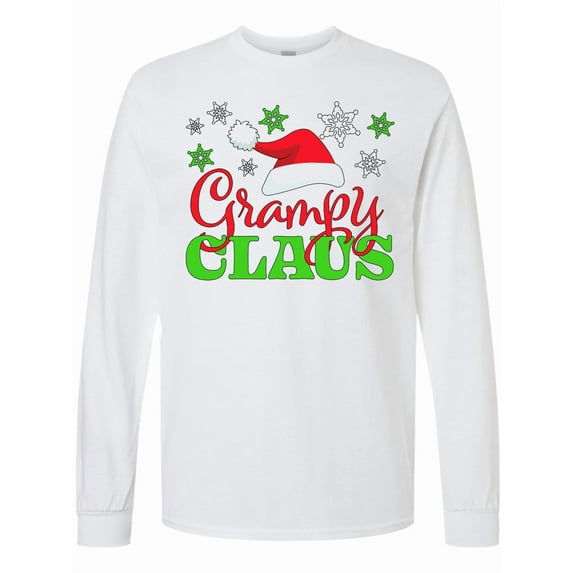 Inktastic Grampy Claus with Christmas Santa Hat and Snowflakes Long Sleeve T-Shirt