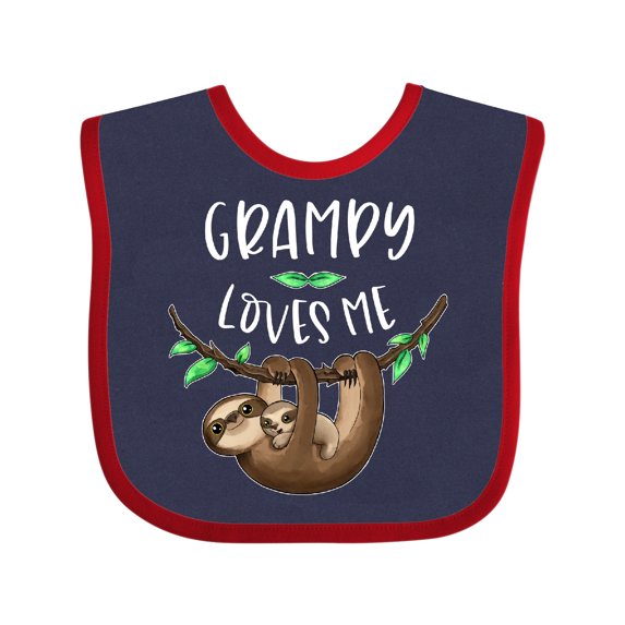 Inktastic Grampy Loves Me Cute Sloth and Baby Boys or Girls Baby Bib