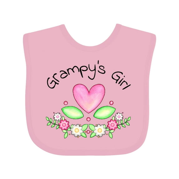 Inktastic Grampy's Girl Heart Flowers Girls Baby Bib