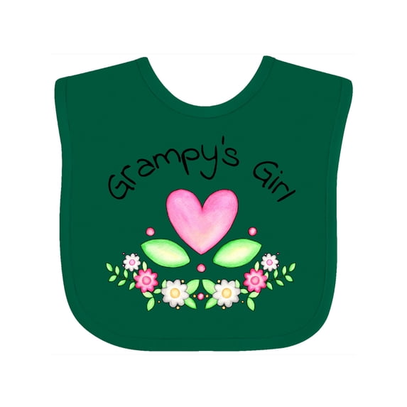 Inktastic Grampy's Girl Heart Flowers Girls Baby Bib