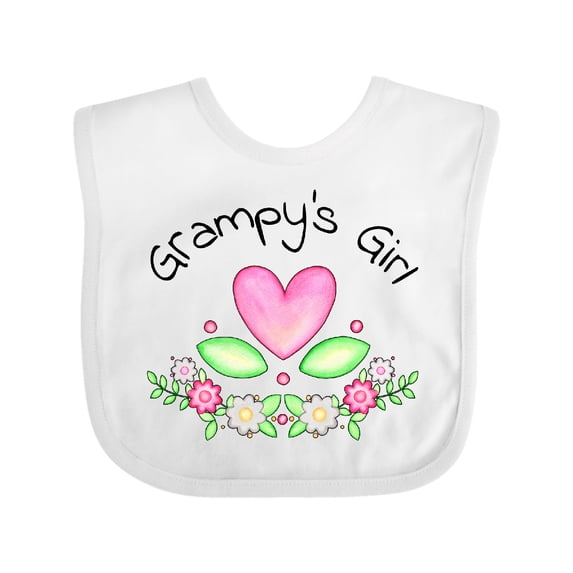 Inktastic Grampy's Girl Heart Flowers Girls Baby Bib