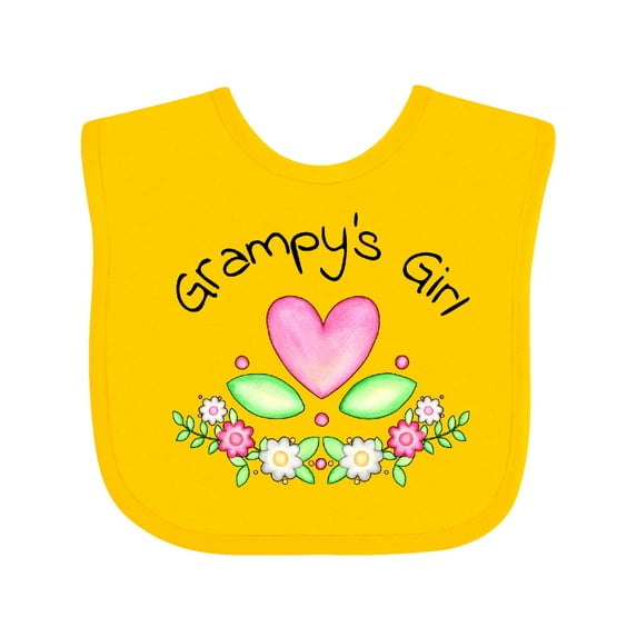 Inktastic Grampy's Girl Heart Flowers Girls Baby Bib