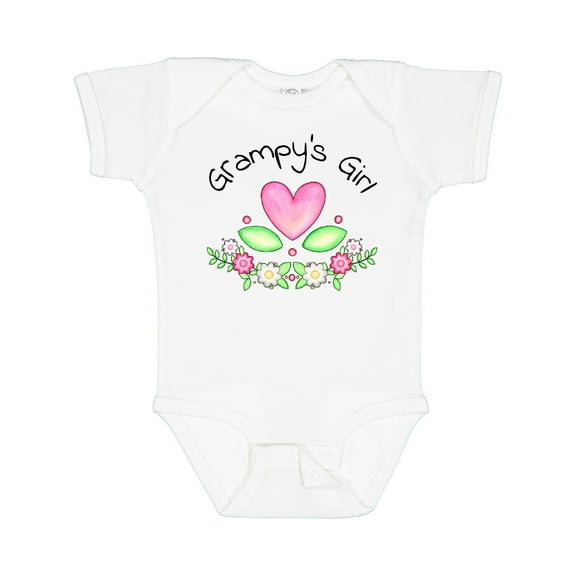 Inktastic Grampy's Girl Heart Flowers Girls Baby Bodysuit