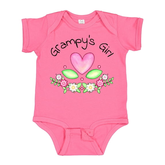 Inktastic Grampy's Girl Heart Flowers Girls Baby Bodysuit