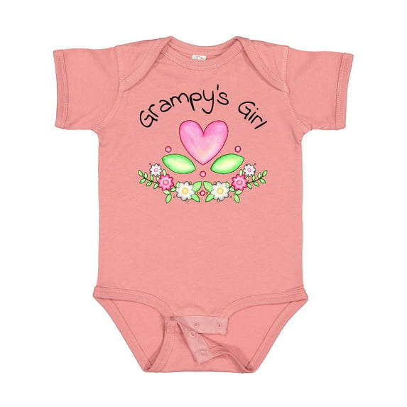 Inktastic Grampy's Girl Heart Flowers Girls Baby Bodysuit