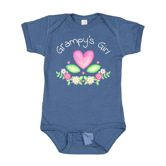 Inktastic Grampy's Girl Heart Flowers Girls Baby Bodysuit