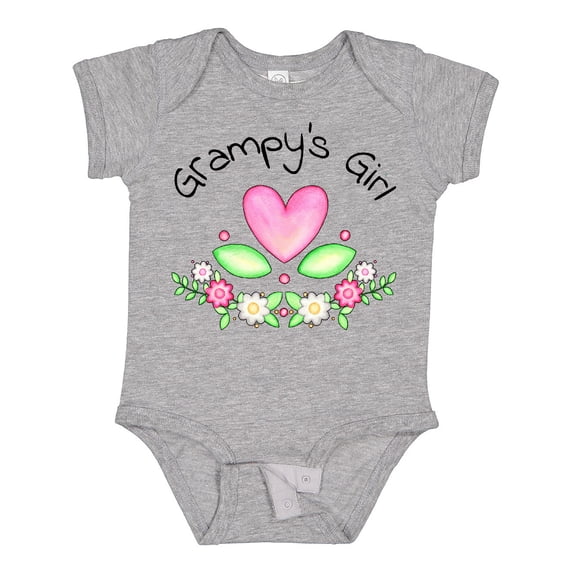 Inktastic Grampy's Girl Heart Flowers Girls Baby Bodysuit