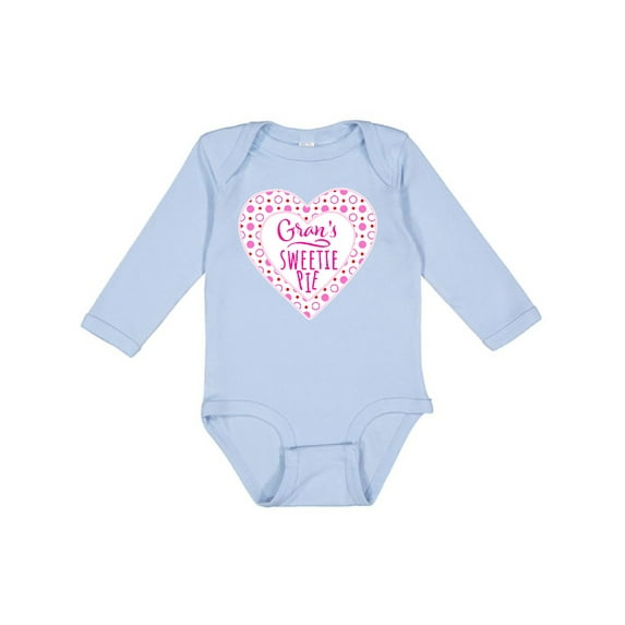 Inktastic Gran's Sweetie Pie with Pink Hearts Boys or Girls Long Sleeve Baby Bodysuit