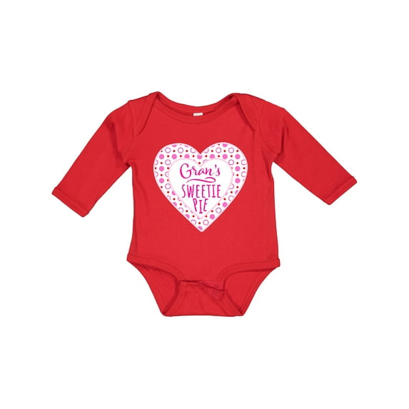 Inktastic Gran's Sweetie Pie with Pink Hearts Boys or Girls Long Sleeve Baby Bodysuit