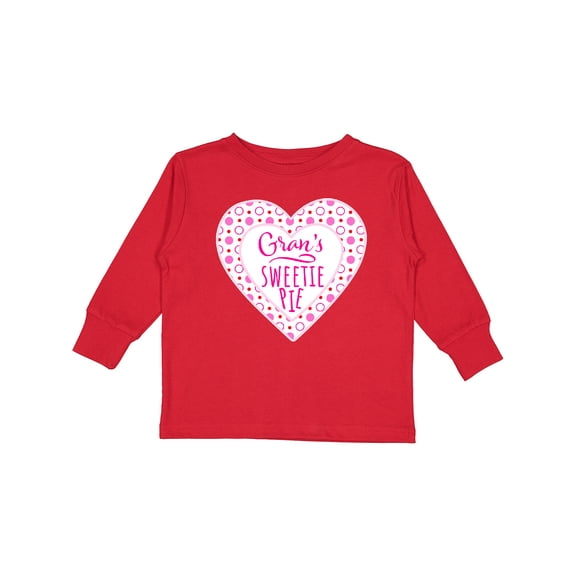 Inktastic Gran's Sweetie Pie with Pink Hearts Boys or Girls Long Sleeve Toddler T-Shirt