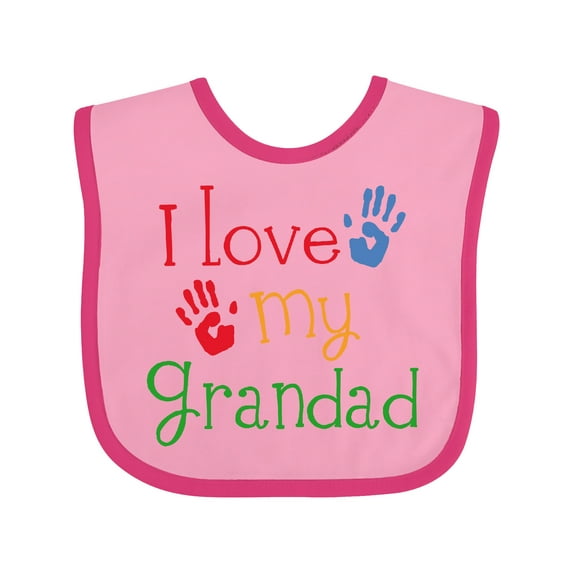 Inktastic Grandad Grandkids Handprints Boys or Girls Baby Bib