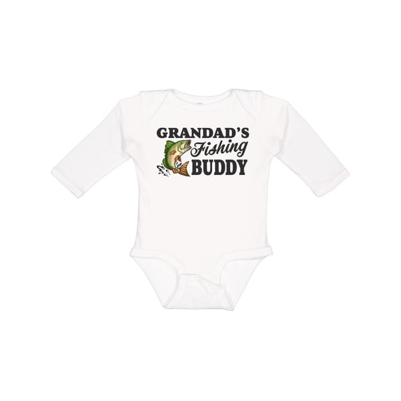 Inktastic Grandad's Fishing Buddy Boys Long Sleeve Baby Bodysuit