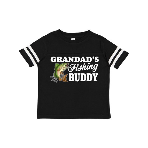 Inktastic Grandad's Fishing Buddy with White Text Boys Toddler T-Shirt
