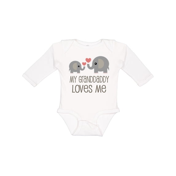 Inktastic Grandaddy Loves Me Elephant Boys or Girls Long Sleeve Baby Bodysuit