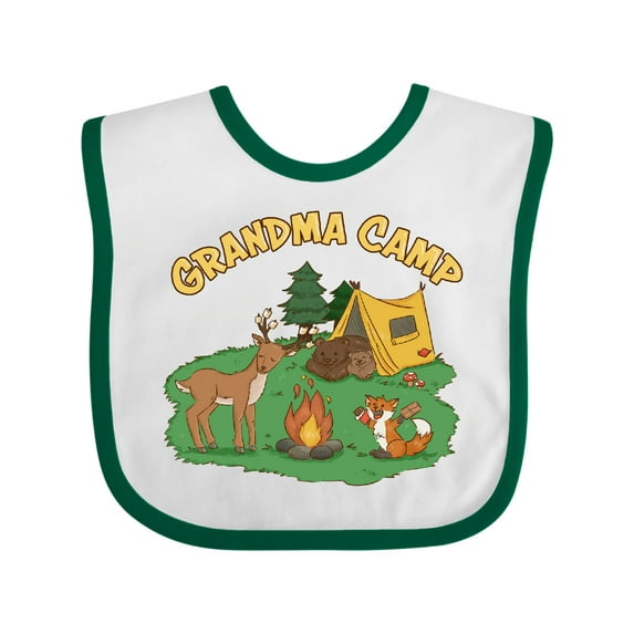 Inktastic Grandma Camp With Camping Animals Boys or Girls Baby Bib