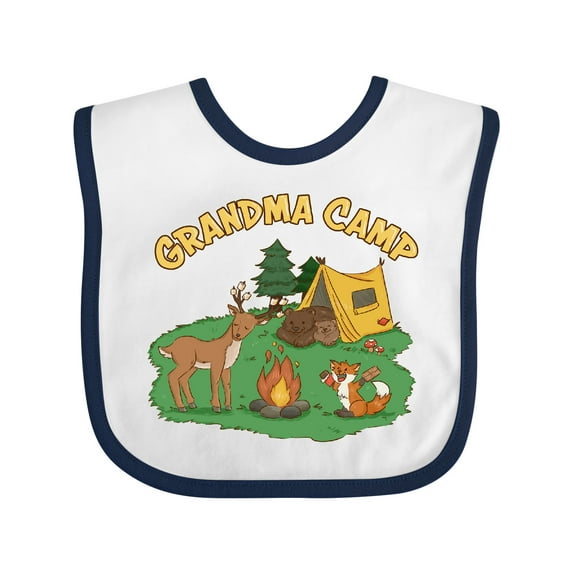 Inktastic Grandma Camp With Camping Animals Boys or Girls Baby Bib