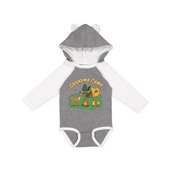 Inktastic Grandma Camp With Camping Animals Boys or Girls Long Sleeve Baby Bodysuit