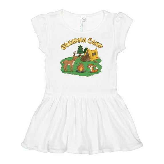 Inktastic Grandma Camp With Camping Animals Girls Baby Dress