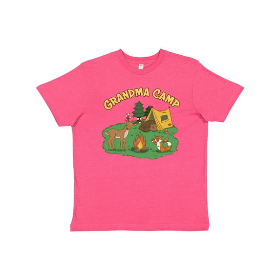 Inktastic Grandma Camp with Camping Animals Youth T-Shirt
