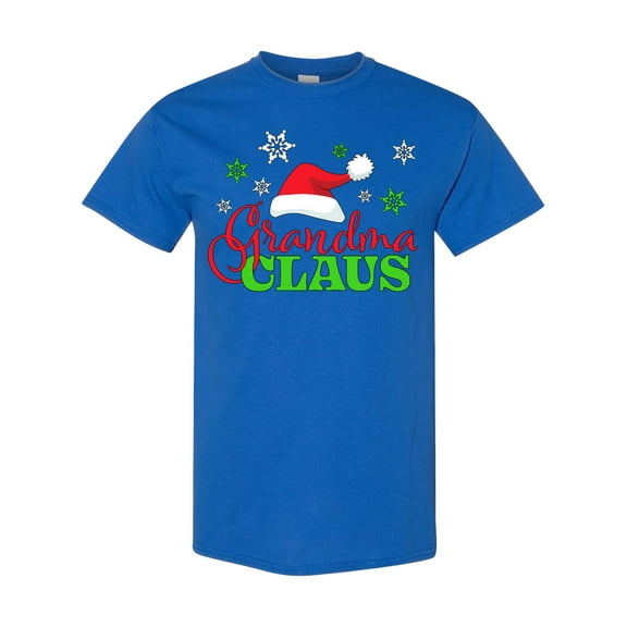 Inktastic Grandma Claus with Christmas Santa Hat and Snowflakes T-Shirt