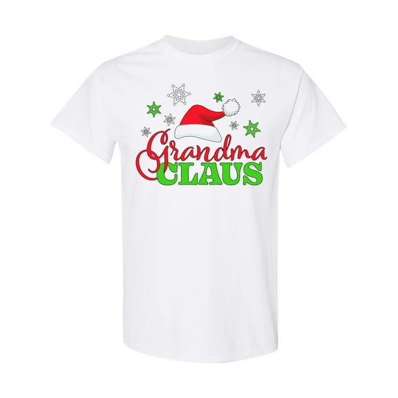 Inktastic Grandma Claus with Christmas Santa Hat and Snowflakes T-Shirt