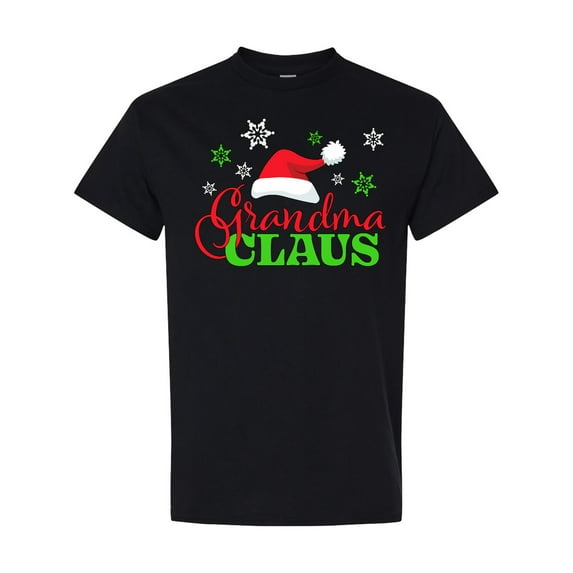 Inktastic Grandma Claus with Christmas Santa Hat and Snowflakes T-Shirt