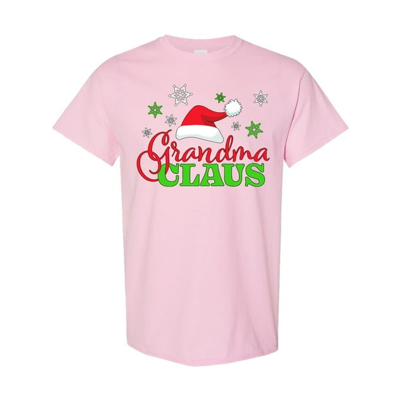 Inktastic Grandma Claus with Christmas Santa Hat and Snowflakes T-Shirt