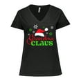 thumbnail image 1 of Inktastic Grandma Claus with Christmas Santa Hat and Snowflakes Women's Plus Size V-Neck T-Shirt, 1 of 5