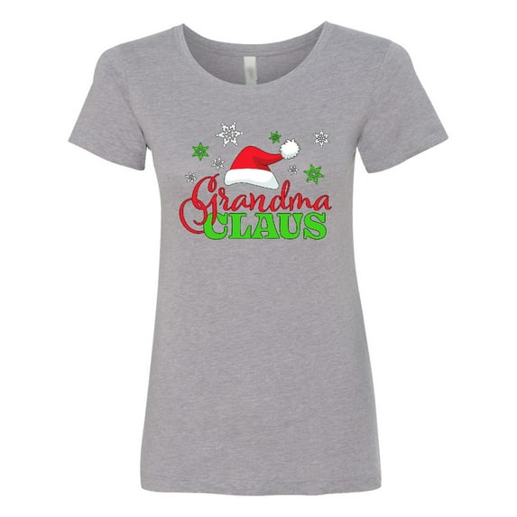 Inktastic Grandma Claus with Christmas Santa Hat and Snowflakes Women's T-Shirt