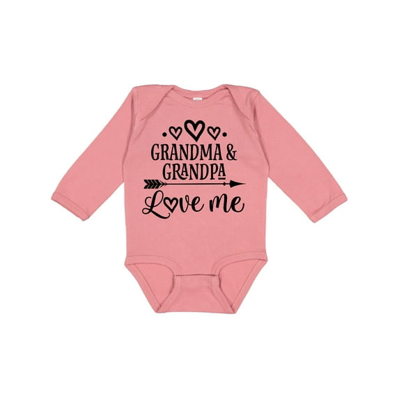 Inktastic Grandma Grandpa Love Me Arrow Boys or Girls Long Sleeve Baby Bodysuit