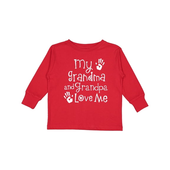 Inktastic Grandma Grandpa Love Me Girls Boys or Girls Long Sleeve Toddler T-Shirt