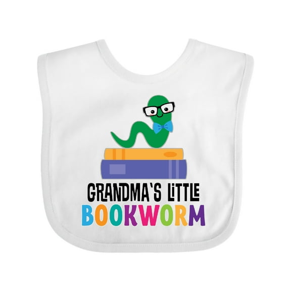 Inktastic Grandma Little Bookworm Kids Reading Boys or Girls Baby Bib