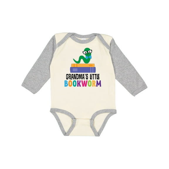 Inktastic Grandma Little Bookworm Kids Reading Boys or Girls Long Sleeve Baby Bodysuit