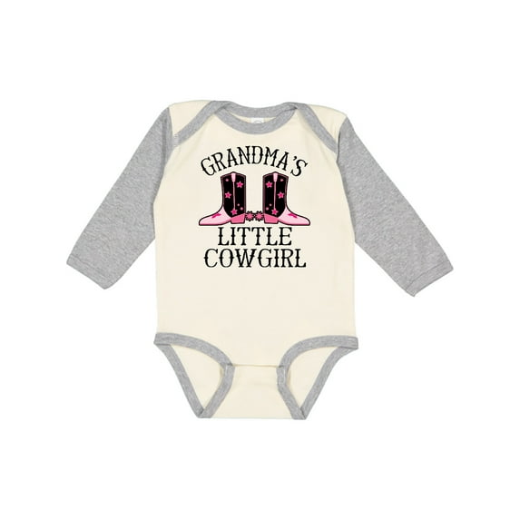 Inktastic Grandma Little Cowgirl Baby Clothes Girls Long Sleeve Baby Bodysuit