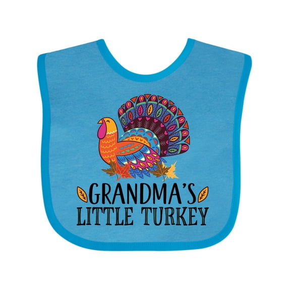 Inktastic Grandma Little Turkey Thanksgiving Boys or Girls Baby Bib