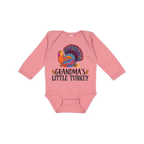 Inktastic Grandma Little Turkey Thanksgiving Boys or Girls Long Sleeve Baby Bodysuit