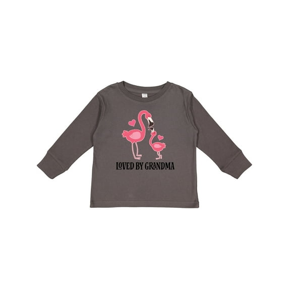 Inktastic Grandma Loves Me Flamingo Grandchild Gift Girls Long Sleeve Toddler T-Shirt
