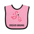 thumbnail image 1 of Inktastic Grandma Loves Me Flamingo Grandchild Girls Baby Bib, 1 of 4