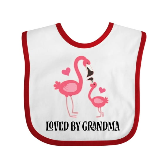 Inktastic Grandma Loves Me Flamingo Grandchild Girls Baby Bib