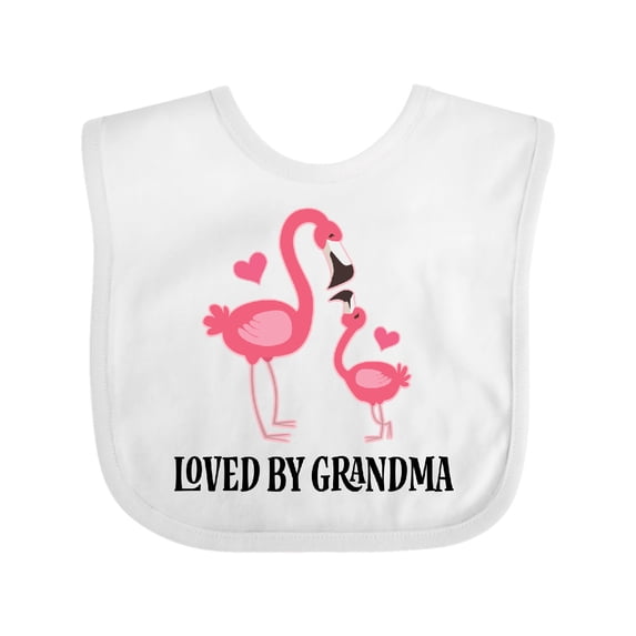 Inktastic Grandma Loves Me Flamingo Grandchild Girls Baby Bib