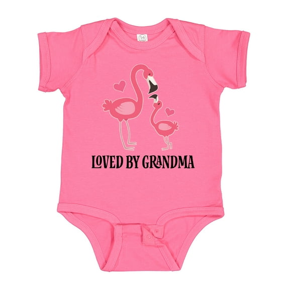 Inktastic Grandma Loves Me Flamingo Grandchild Girls Baby Bodysuit
