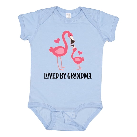Inktastic Grandma Loves Me Flamingo Grandchild Girls Baby Bodysuit