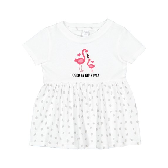 Inktastic Grandma Loves Me Flamingo Grandchild Girls Baby Dress