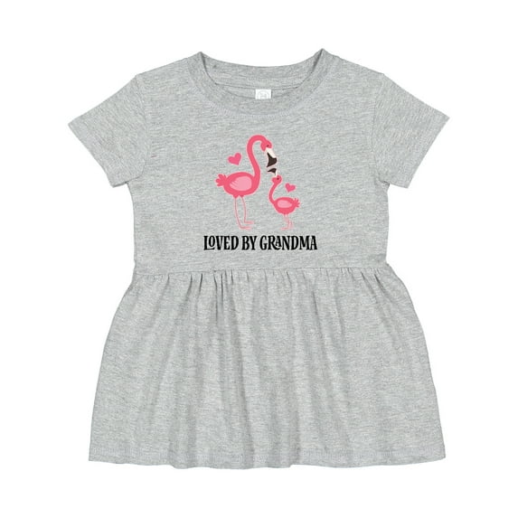 Inktastic Grandma Loves Me Flamingo Grandchild Girls Baby Dress