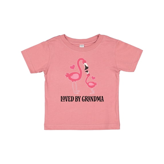 Inktastic Grandma Loves Me Flamingo Grandchild Girls Baby T-Shirt