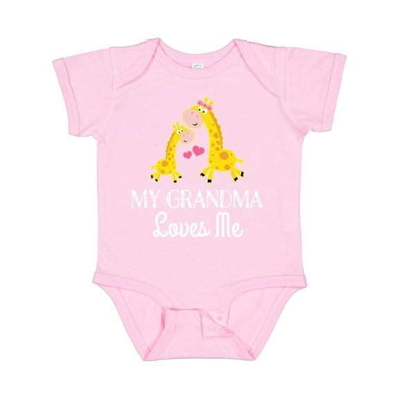 Inktastic Grandma Loves Me Girls Giraffe Granddaughter Girls Baby Bodysuit