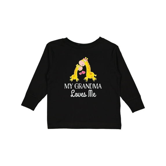 Inktastic Grandma Loves Me Girls Giraffe Granddaughter Girls Long Sleeve Toddler T-Shirt